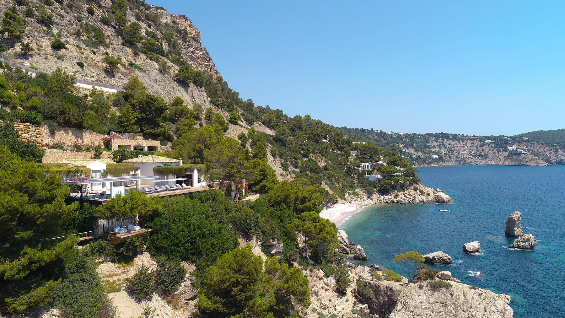 Luxury villa in Es Cubells Ibiza with private beach access and panoramic sea views