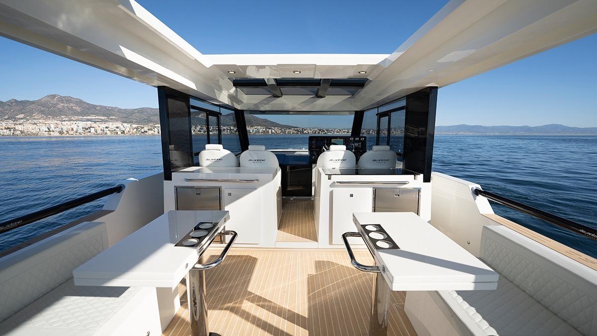 Luxury interior cabin with sea views aboard De Antonio 50 Coupé