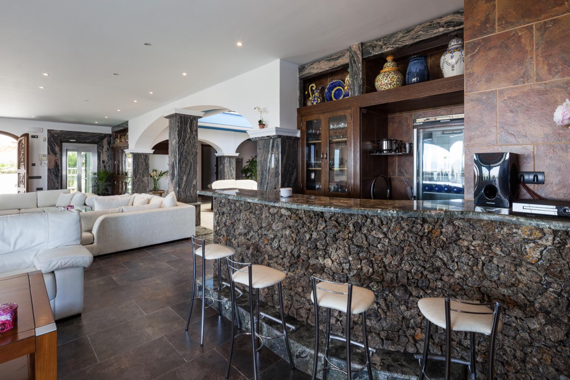 Modern marble kitchen island with luxury Mediterranean styling