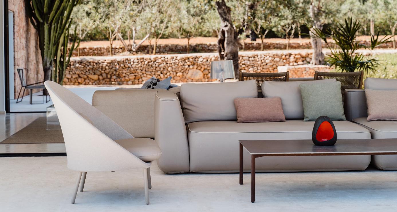 Contemporary outdoor lounge with Ibiza countryside views