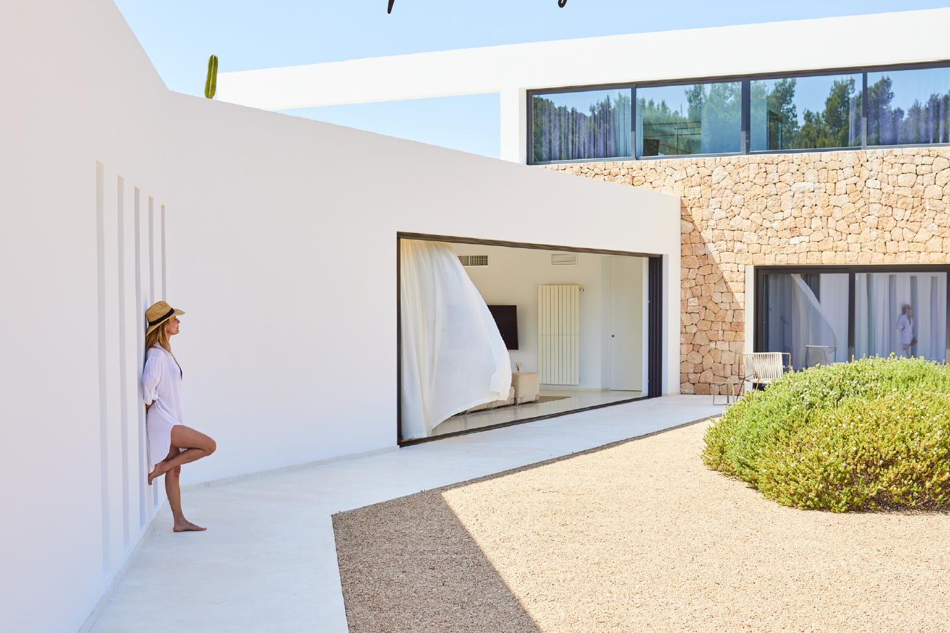 Modern Ibiza villa facade with minimalist architecture