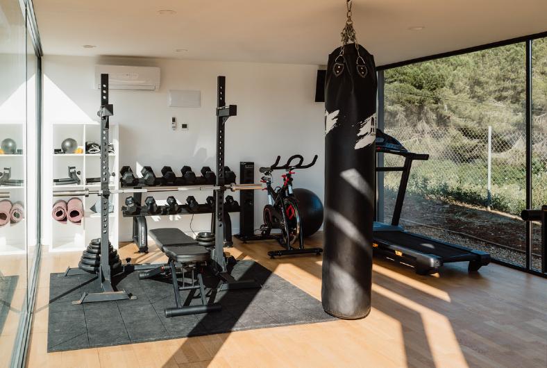 Private gym and wellness area at Villa Dossier Ibiza