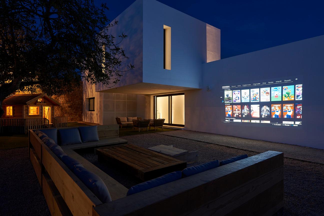 Modern Mediterranean villa facade with minimalist architecture