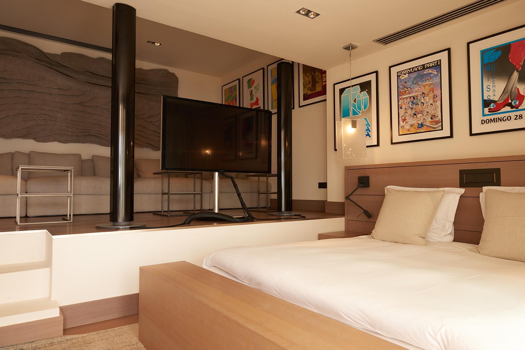 Contemporary bedroom interior at Casa Alegre Ibiza
