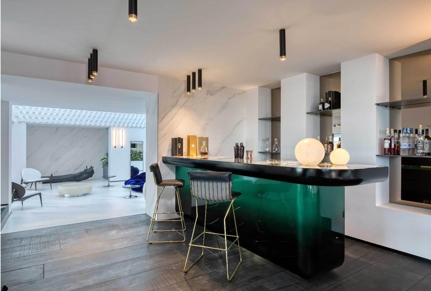 Designer kitchen with marble island and luxury finishes