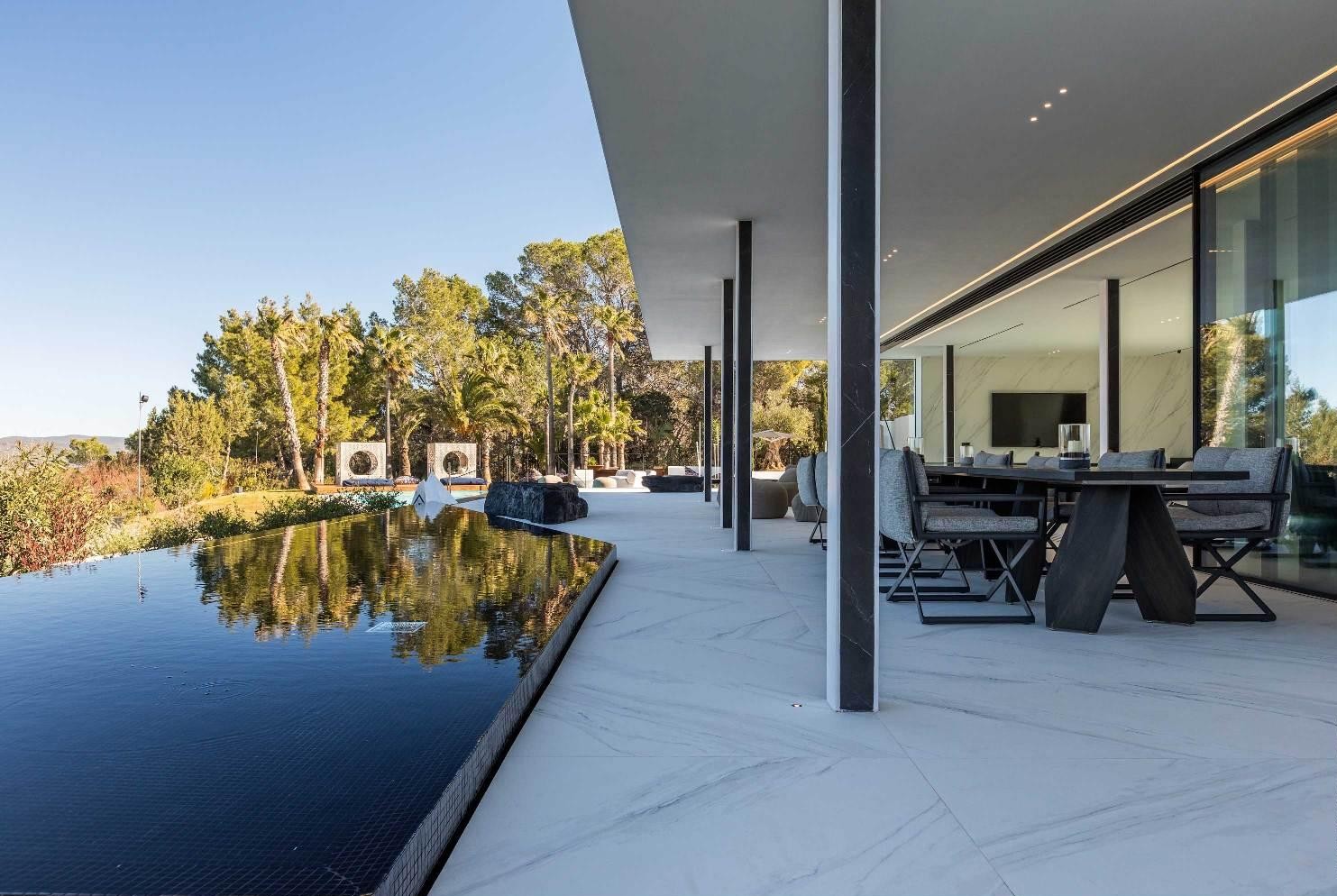Covered outdoor living area with luxury Mediterranean atmosphere