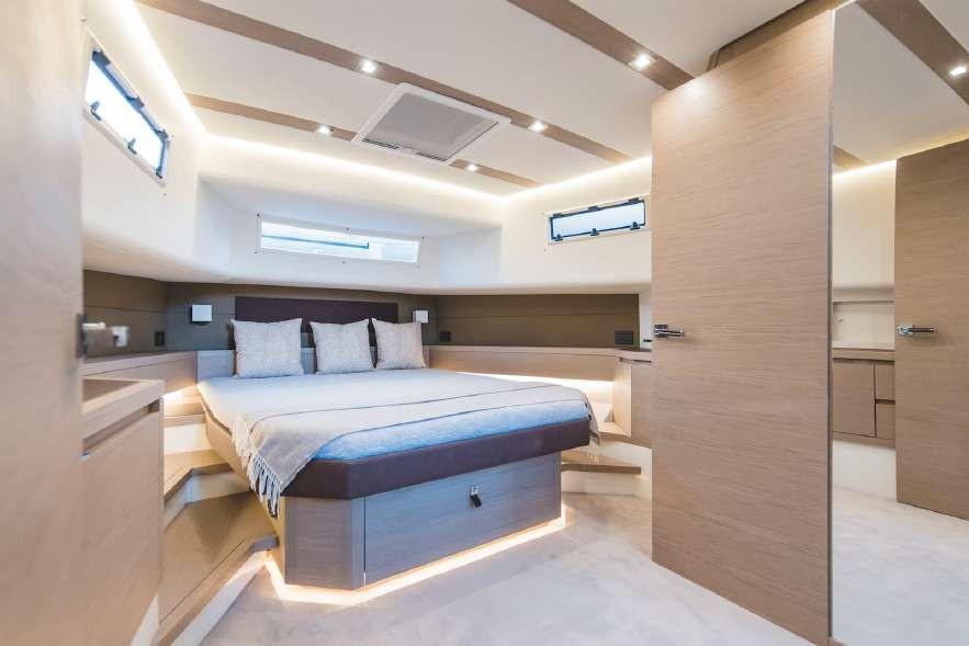 Spacious master cabin inside Pardo 50 luxury yacht