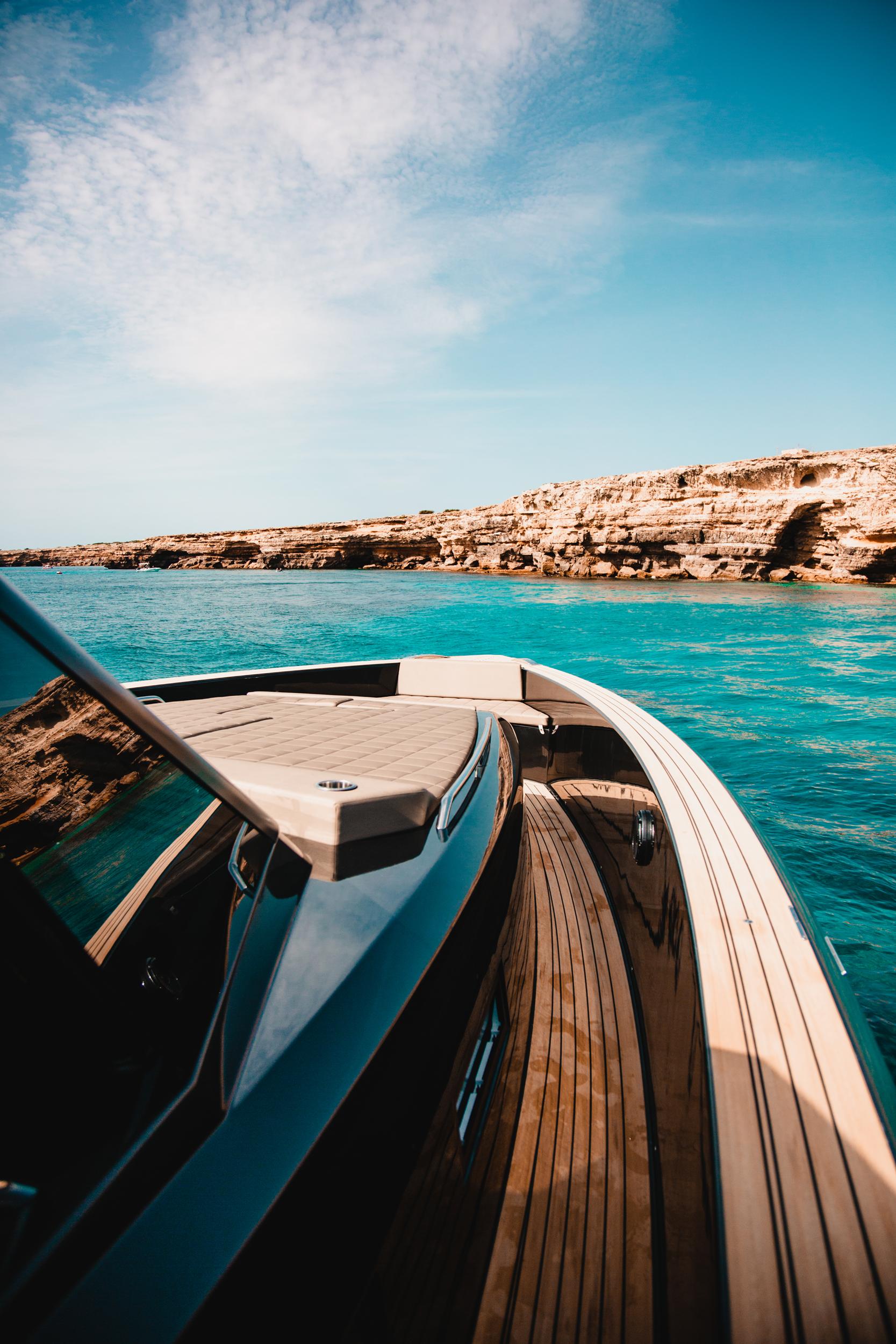 Luxury yacht charter in Ibiza on crystal clear Mediterranean waters