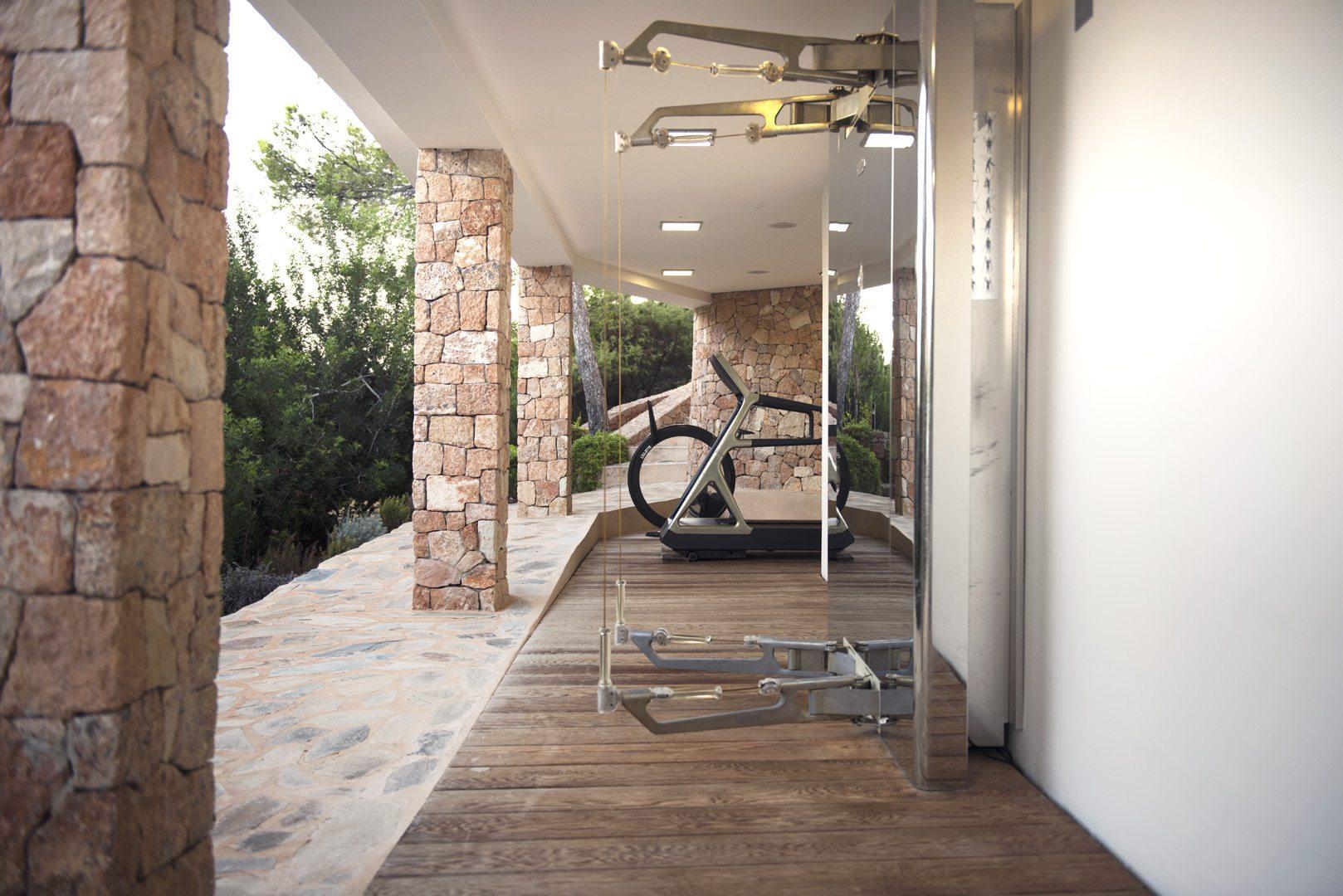 Private gym and fitness area at Casa Alegre luxury villa Ibiza