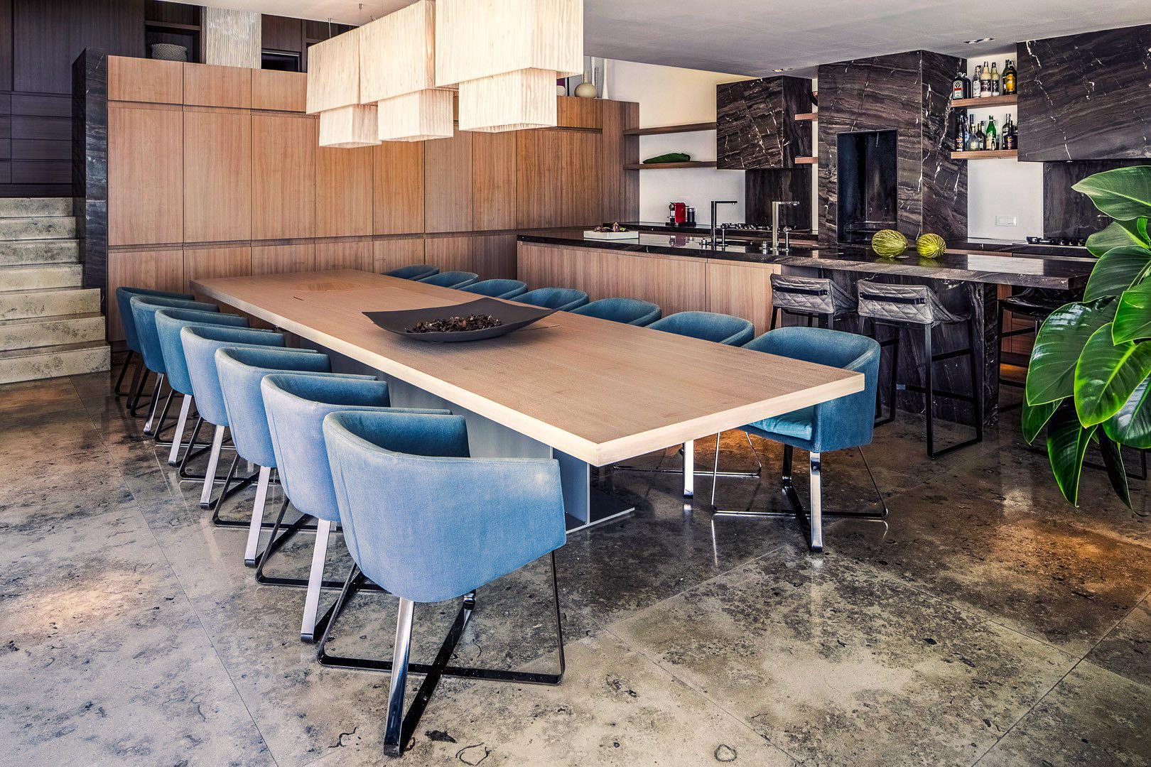 Elegant dining area with designer interiors at Casa Alegre Ibiza