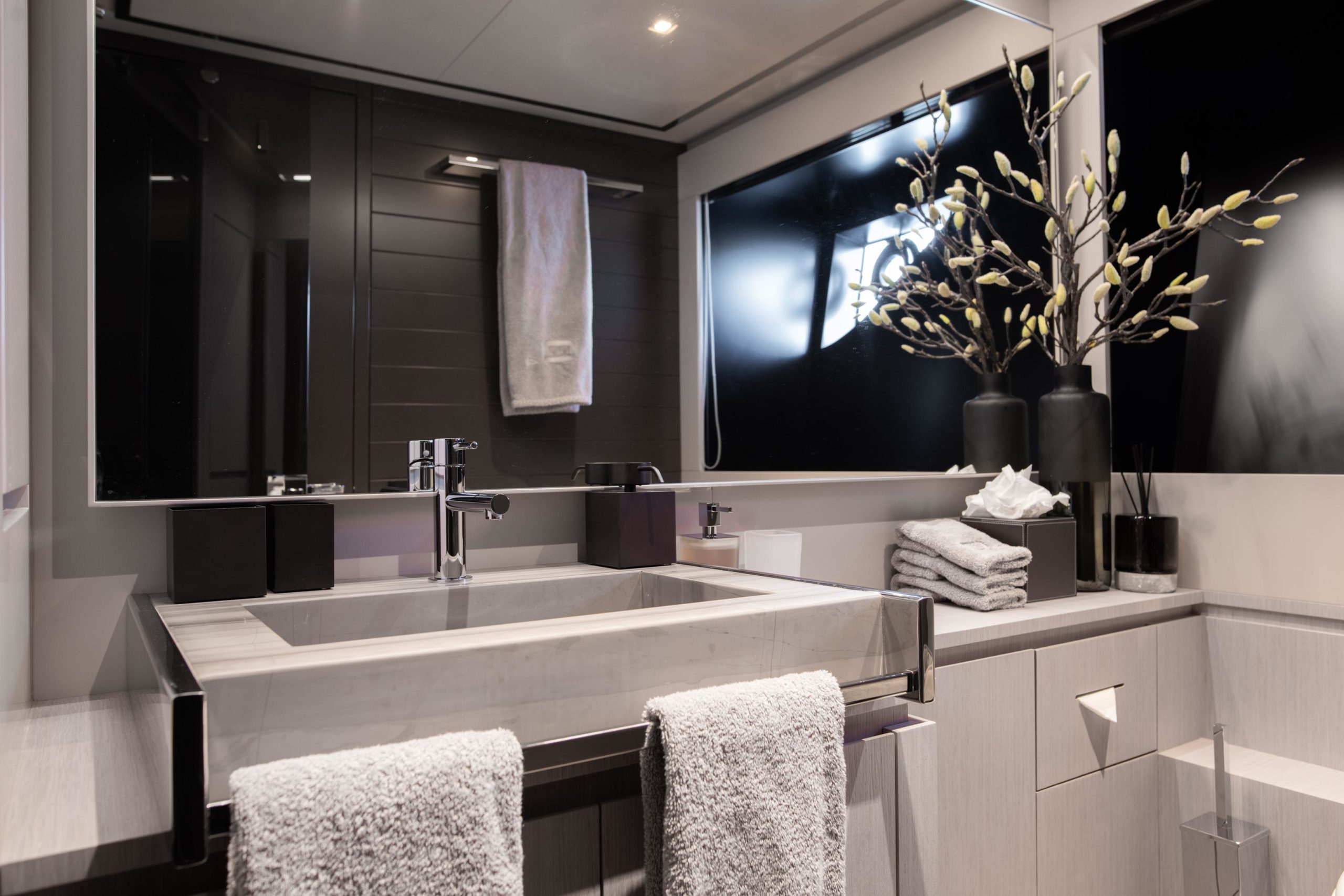 Contemporary luxury bathroom with premium finishes inside Riva Argo 90